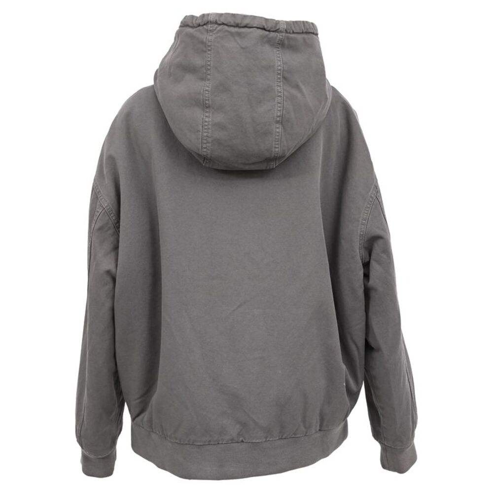 Miu Miu Zip-Up Padded Hooded Jacket in Grey Cotton - Picture 3 of 12